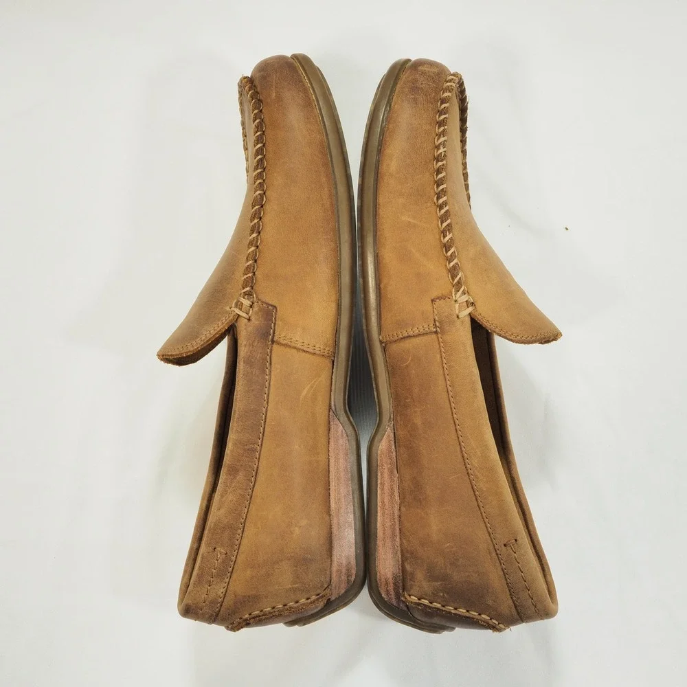 Frye Lewis Venetian 2.0 Mens 8.5 Tan Leather Driving Loafer Whipstitch Moc Toe